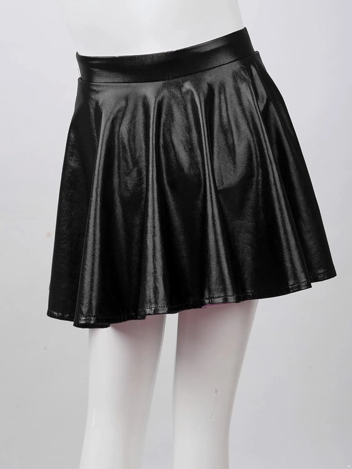 TiaoBug Kids Girls Asymmetrical Straps Sequin Ruffle Crop Top with Metallic Skorts Skirt Latin Jazz Samba Dance Costume