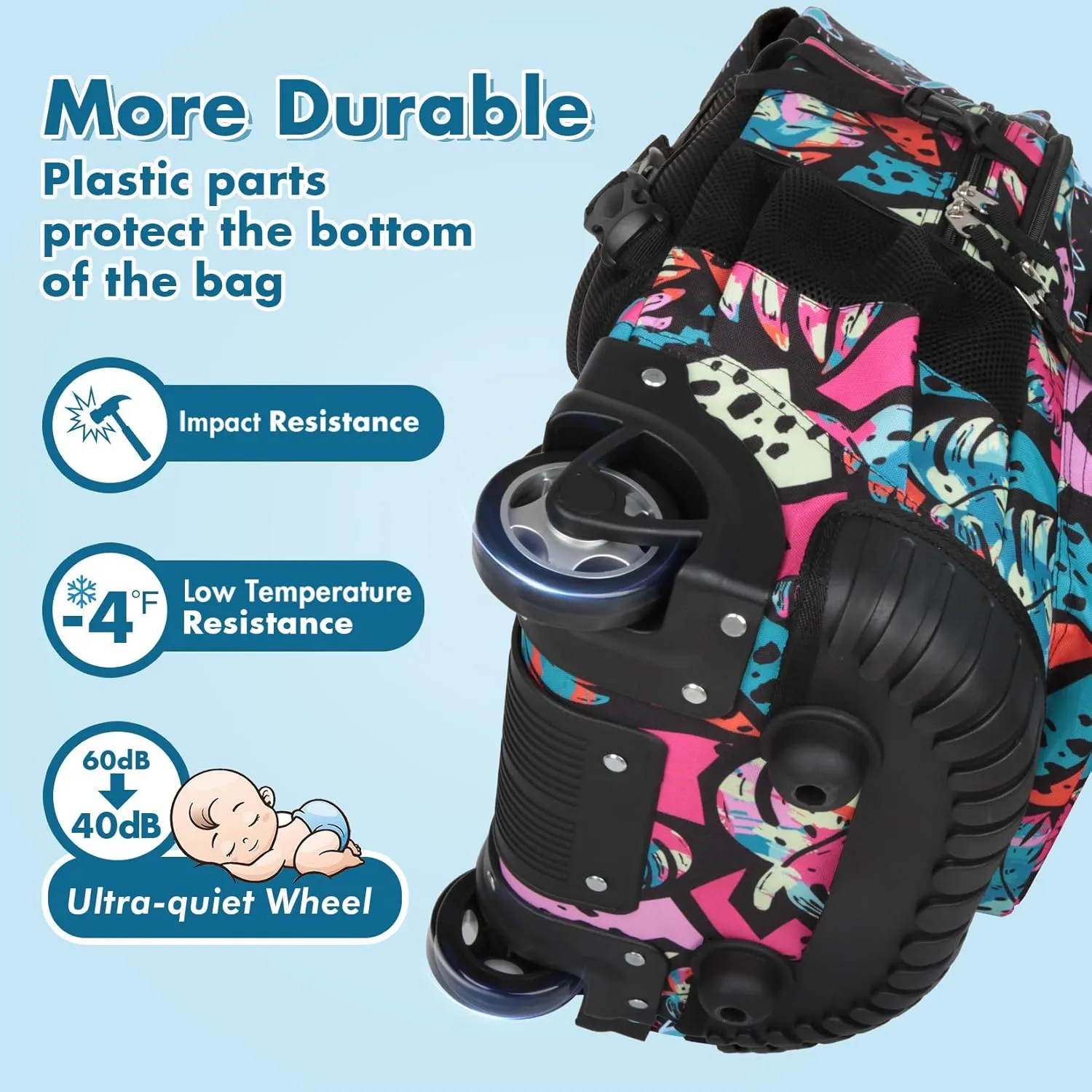 Tilami Rolling Backpack Set,Arts Pink