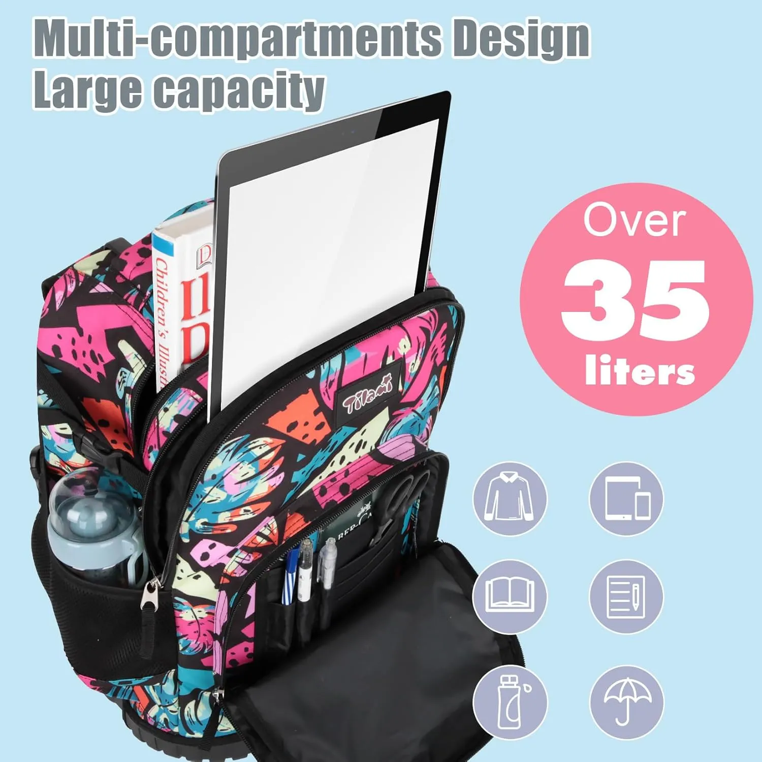 Tilami Rolling Backpack Set,Arts Pink