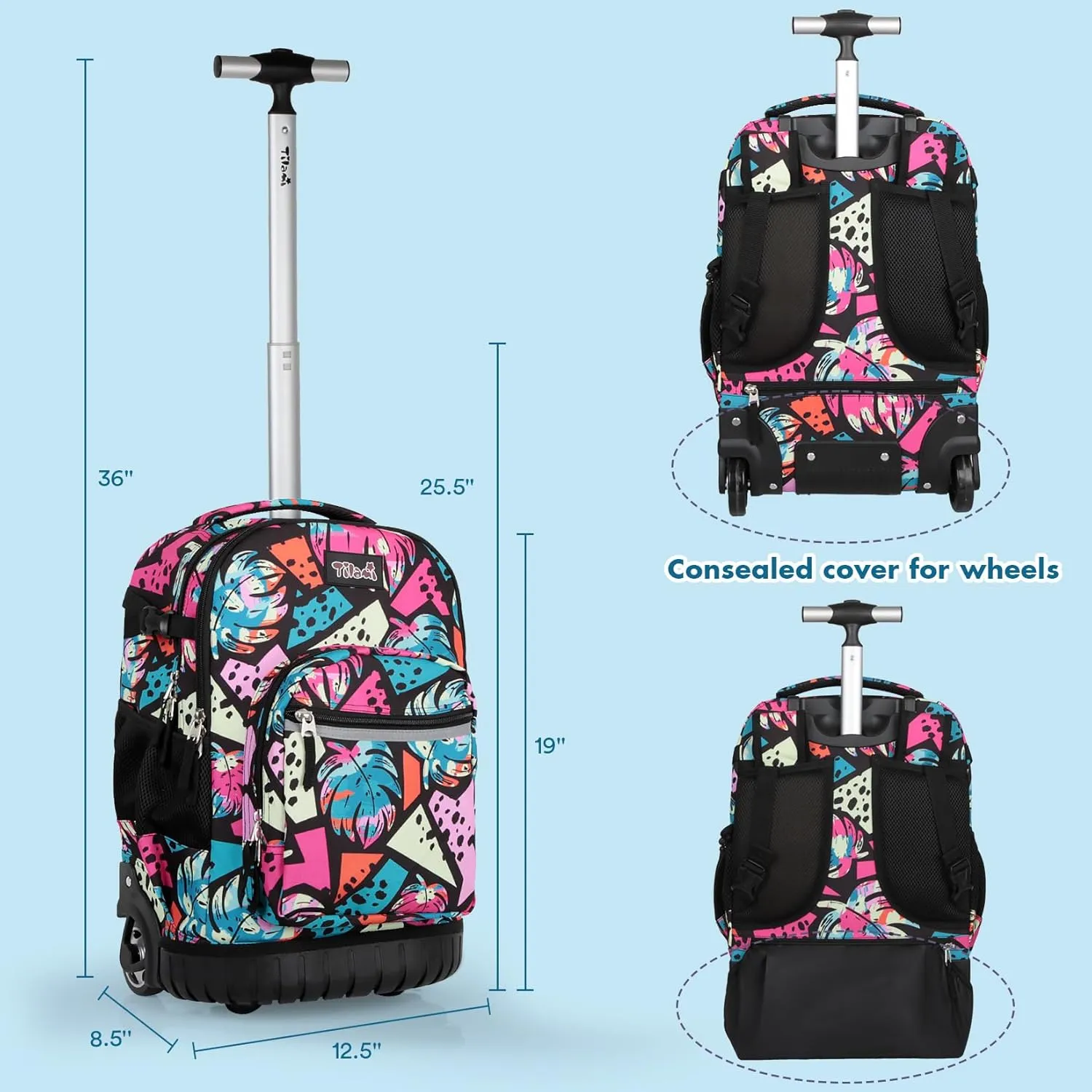 Tilami Rolling Backpack Set,Arts Pink