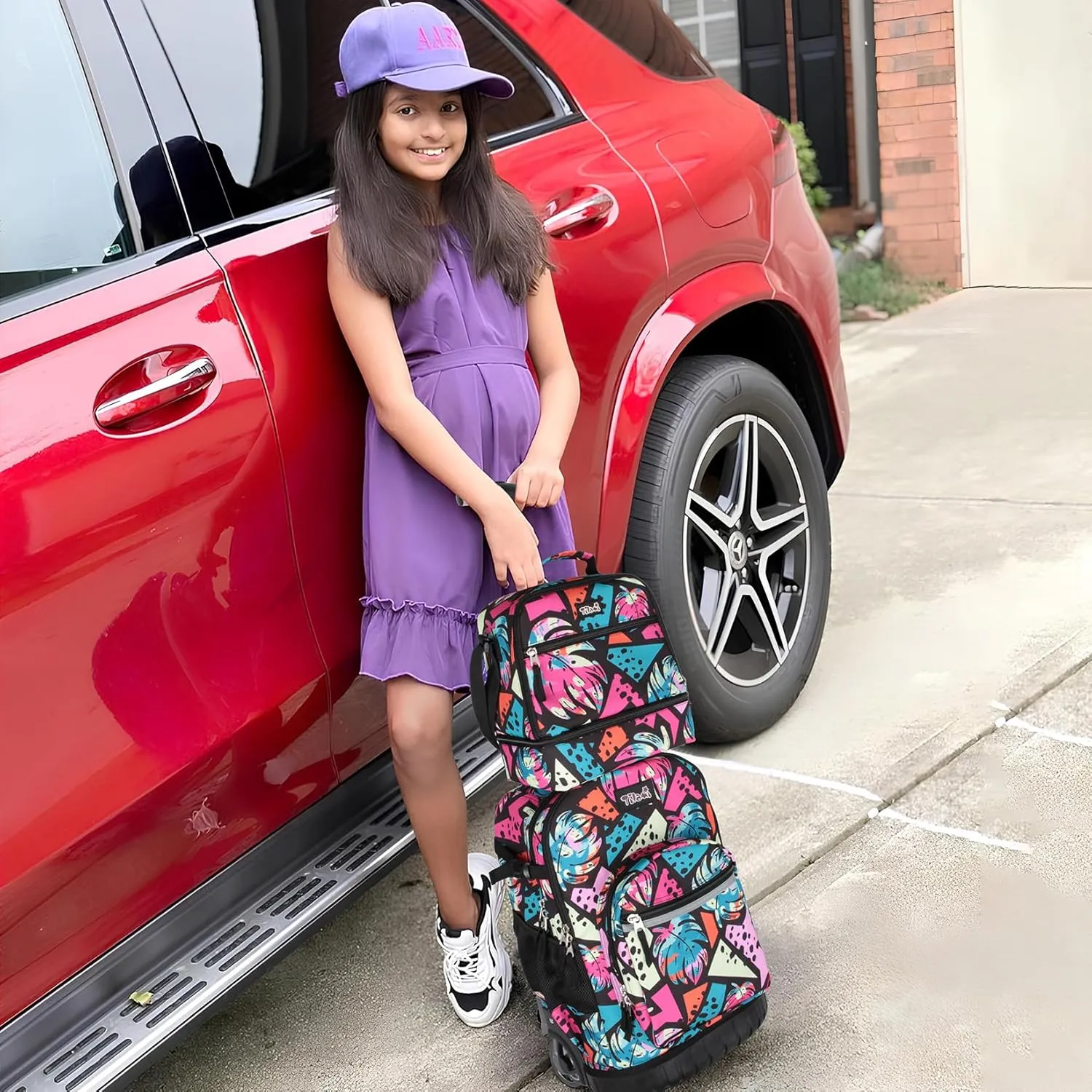 Tilami Rolling Backpack Set,Arts Pink