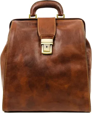 Time Resistance Leather Backpack for Men and Women - Business Rucksack Laptop Bag (Cognac Brown)