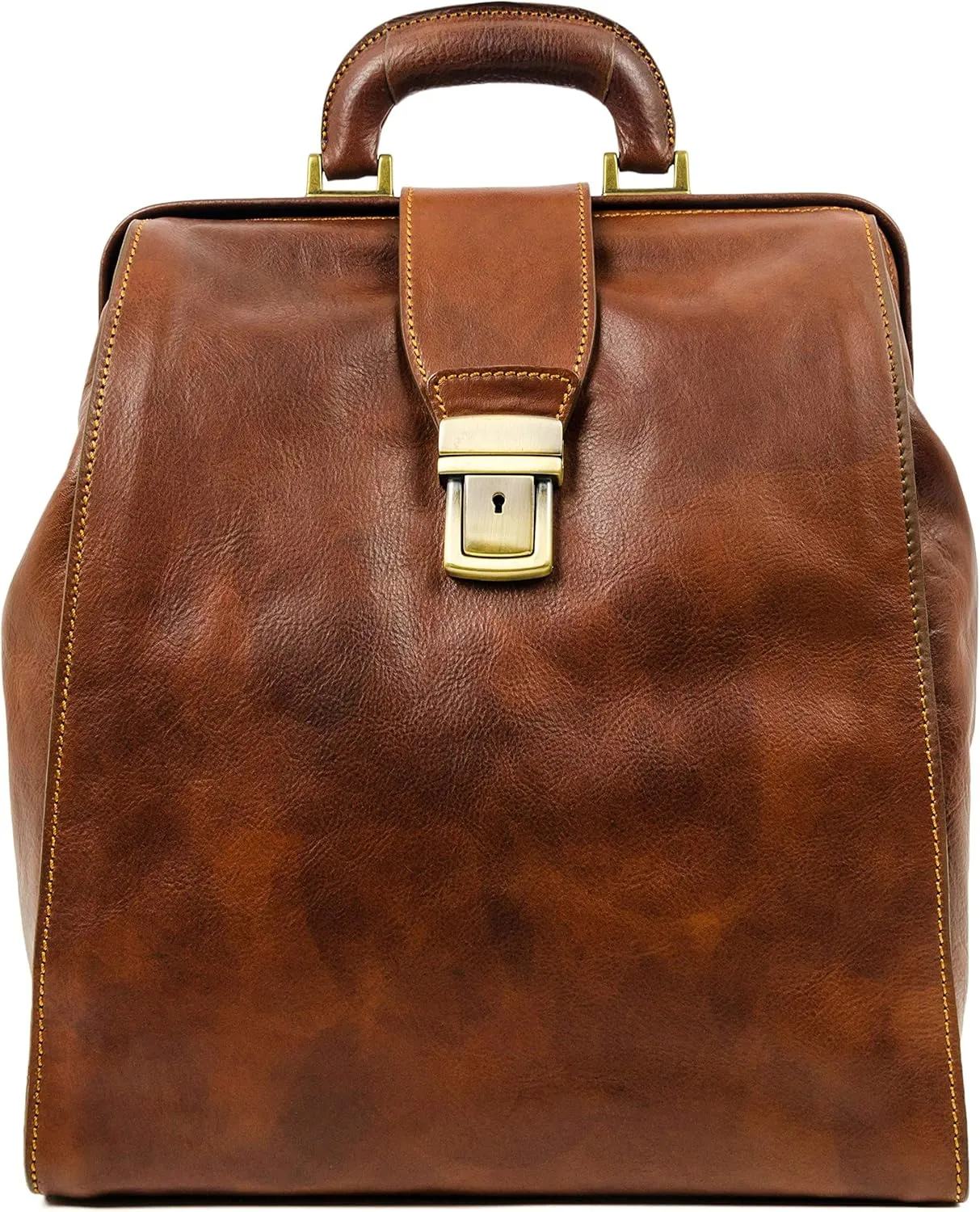 Time Resistance Leather Backpack for Men and Women - Business Rucksack Laptop Bag (Cognac Brown)