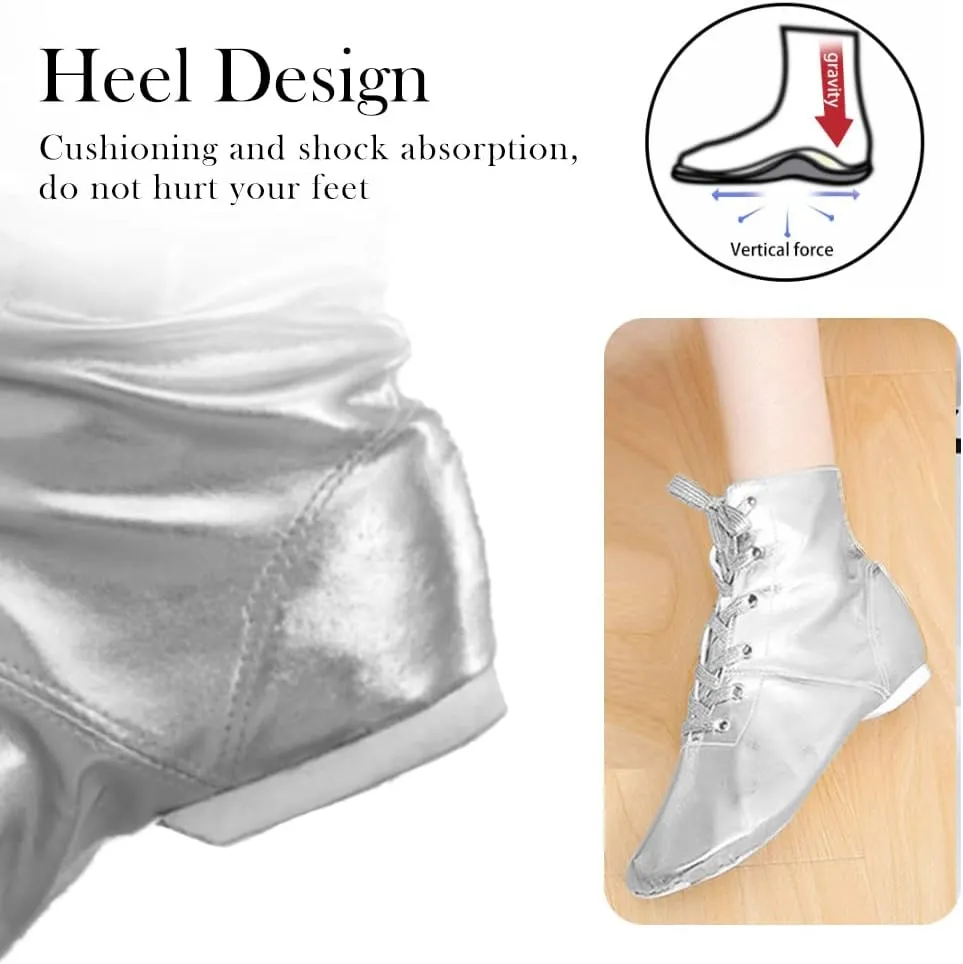 TINRYMX Jazz Shoes PU Leather Lace-up Elastic Slip On Split Sole Jazz Shoe for Women&Men Dance Shoes,Model TJ-Jazz