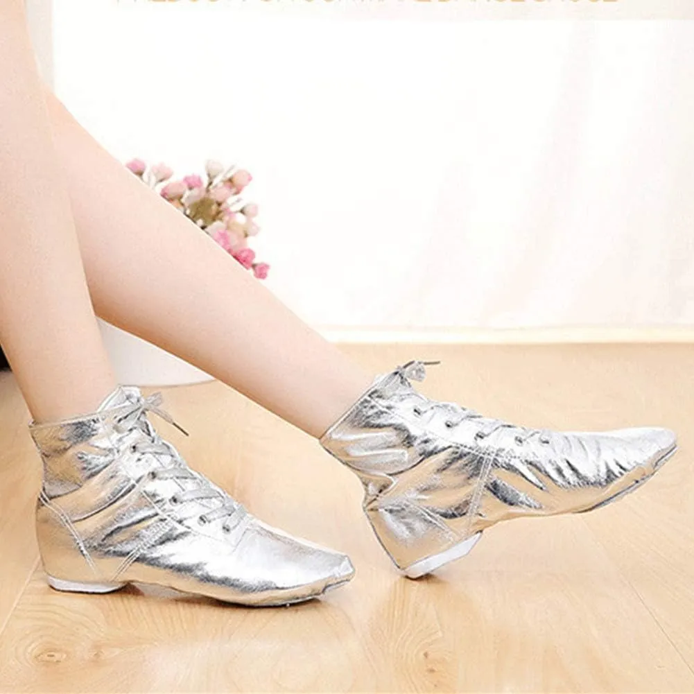 TINRYMX Jazz Shoes PU Leather Lace-up Elastic Slip On Split Sole Jazz Shoe for Women&Men Dance Shoes,Model TJ-Jazz