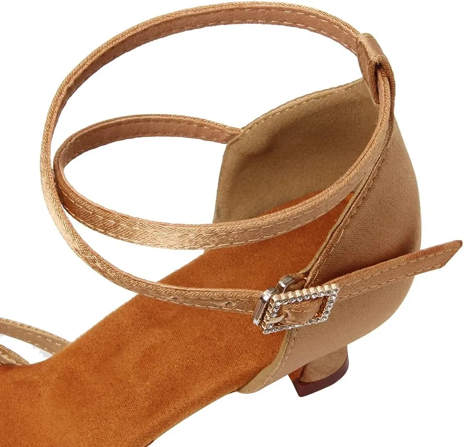TINRYMX Women's Latin Dance Shoes Satin Ballroom Salsa Cha-cha Professional Practice Dance Shoes,Model-EM217