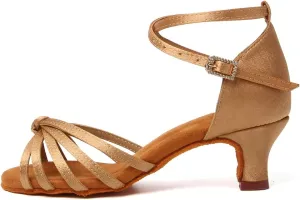 TINRYMX Women's Latin Dance Shoes Satin Ballroom Salsa Cha-cha Professional Practice Dance Shoes,Model-EM217