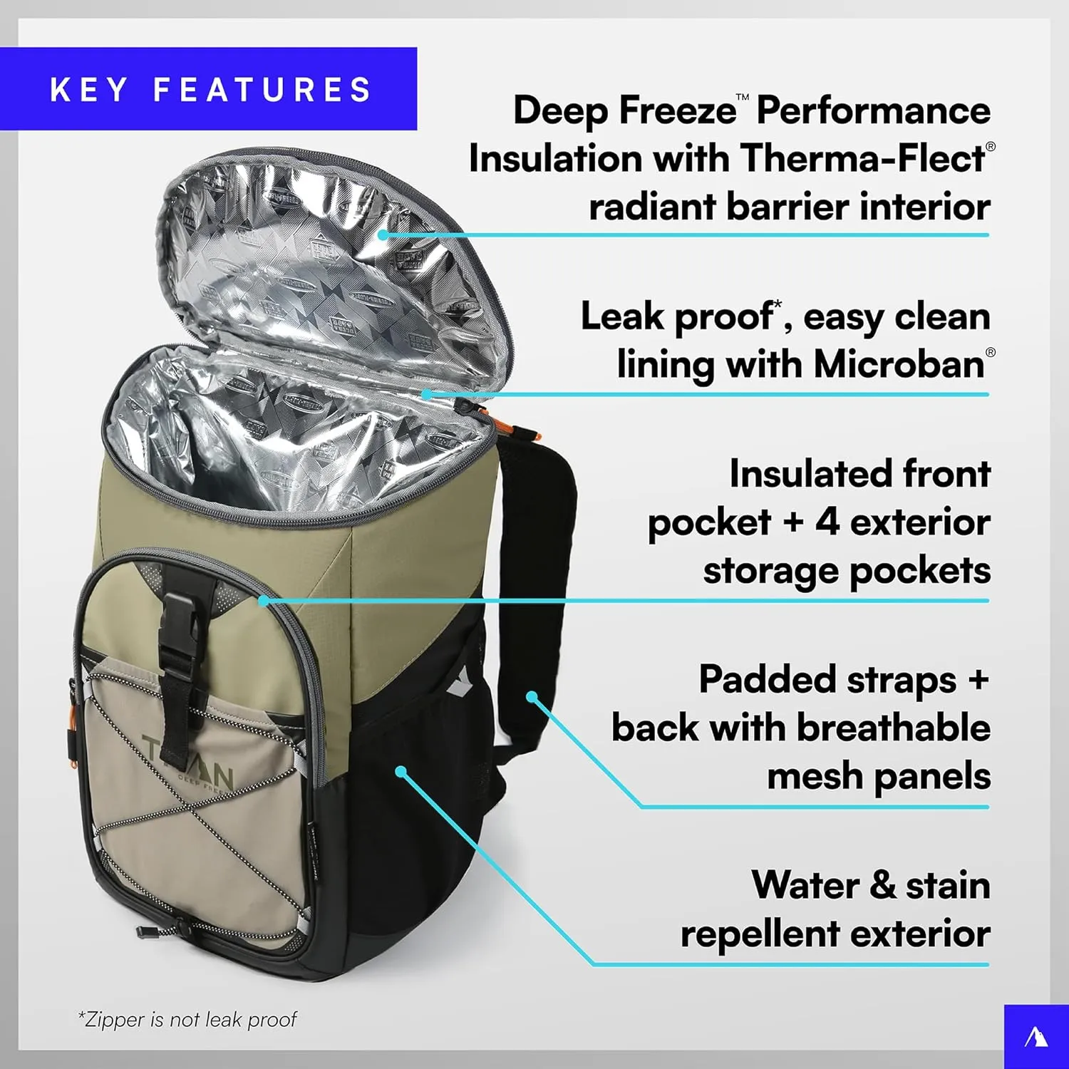 Titan Deep Freeze Backpack Cooler 24 Can Cooler Bag Insulation