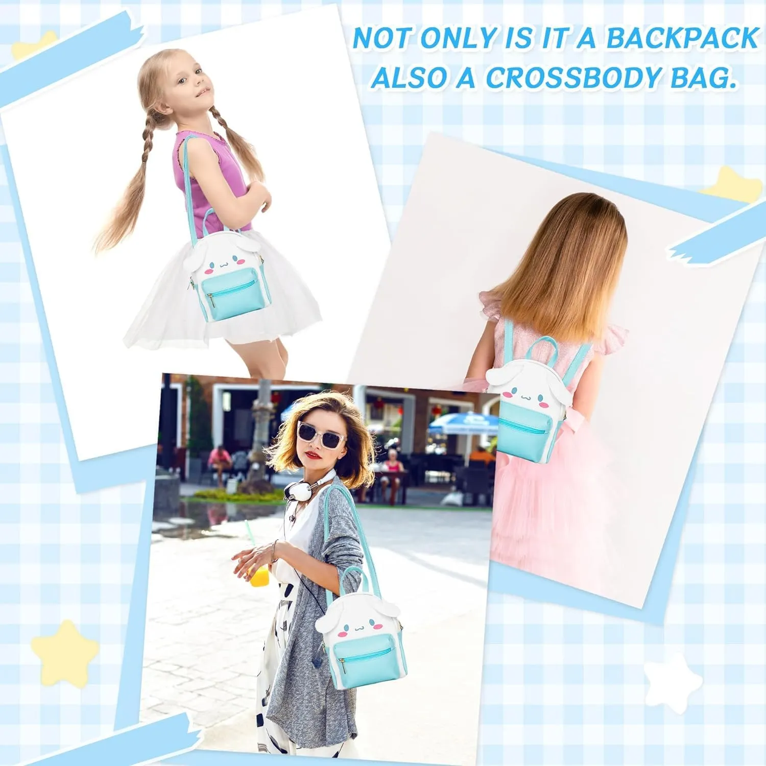 Toddler Cute Mini Backpack for Kids - Kawaii Casual Small Shoulder Bag, Girl Real Littles Preschool Cartoon Design, Simple Modern Baby Kindergarten Leash Bag, Anime Themed Gift(Blue)
