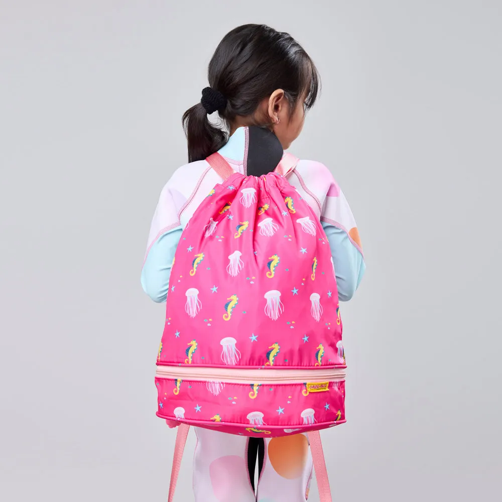 Toddler Lightweight Under The Sea Drawstring Bag - Pink Jellyfish