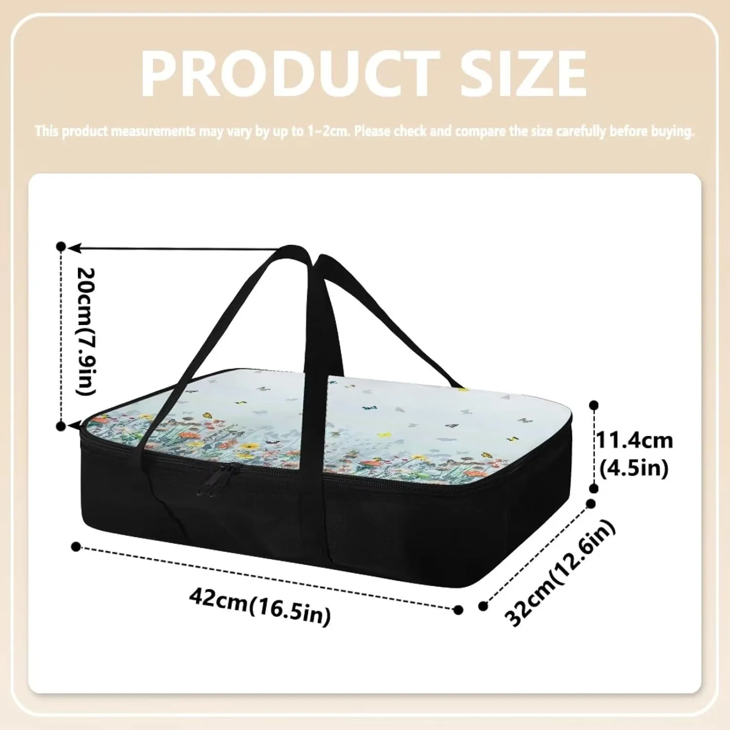 TODIYADDU Insulated Casserole Dish Carrier Bag for Women Men Elegant Flowering Shrubs Food Warmer Container with Aluminum Film Lining Lasagna Holder Tote for Picnics Cookouts Traveling Holiday Gifts
