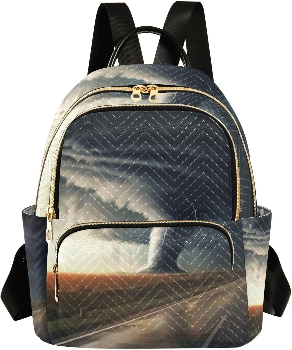Tornado Highway Storms Mini Backpack Purse for Women Fashion Quilted Backpack Small Travel Daypack, 8.5L