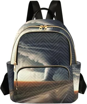 Tornado Highway Storms Mini Backpack Purse for Women Fashion Quilted Backpack Small Travel Daypack, 8.5L