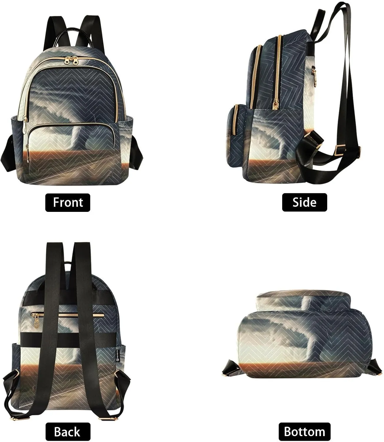 Tornado Highway Storms Mini Backpack Purse for Women Fashion Quilted Backpack Small Travel Daypack, 8.5L