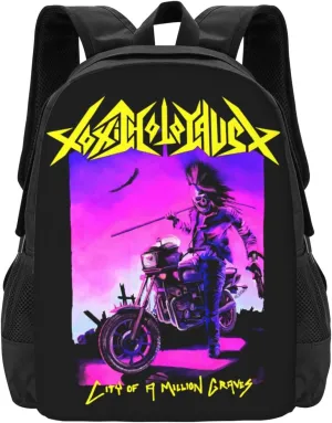 Toxic Musics Holocaust Backpack Large Capacity Leisure Travel Backpack Book Bag Outgoing Daypack 12.5x5.5x16.5 inch