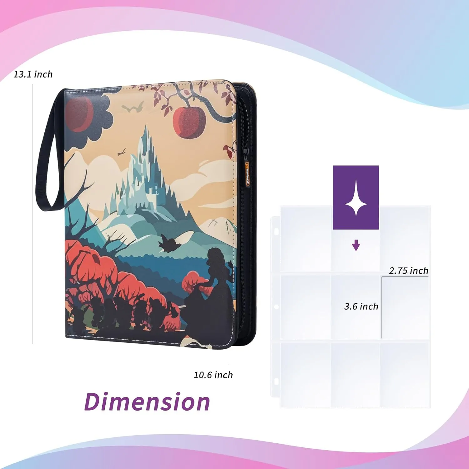 Trading Card Binder, 9 Pocket Sleeves Compatible with 900 Lorcana Cards, fits for MTG TCG Storage Display Collection (SW)