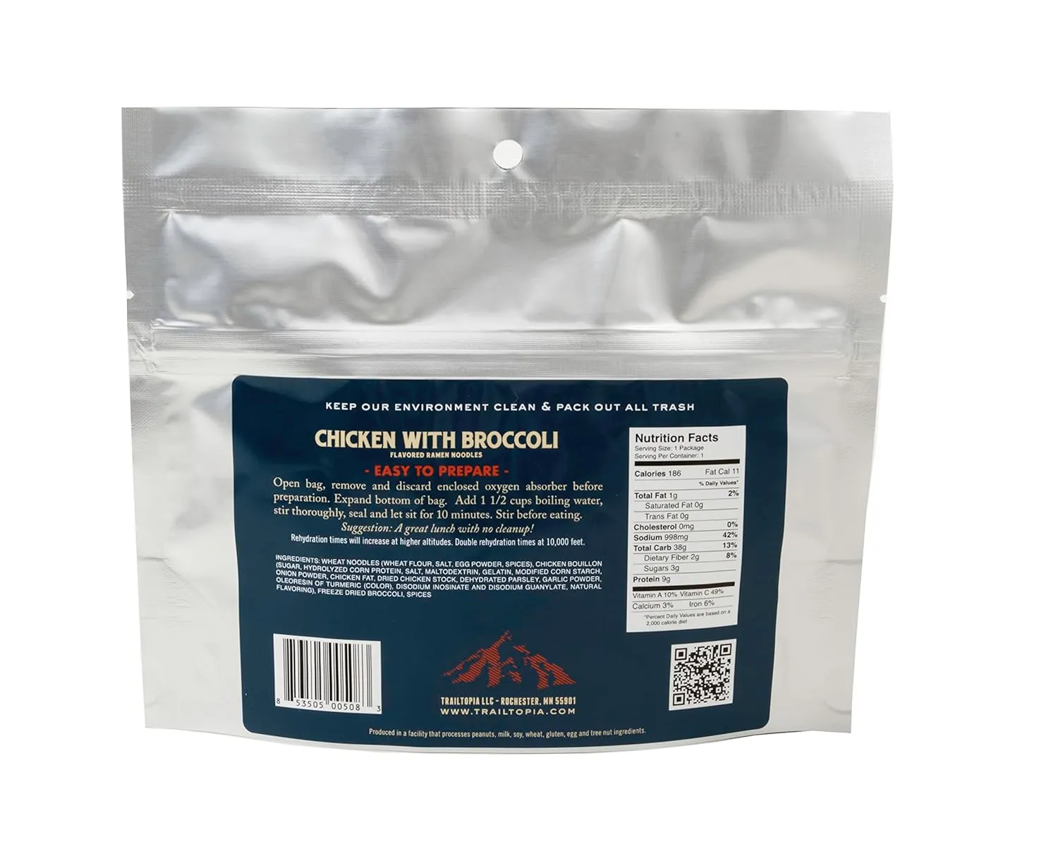 Trailtopia's Best Instant Ramen for Camping - Low Sodium, Dehydrated Meal with Premium Chicken Flavored Noodles | Amazing Taste | Quick Prep | Lightweight | Camping Food for Backpacking