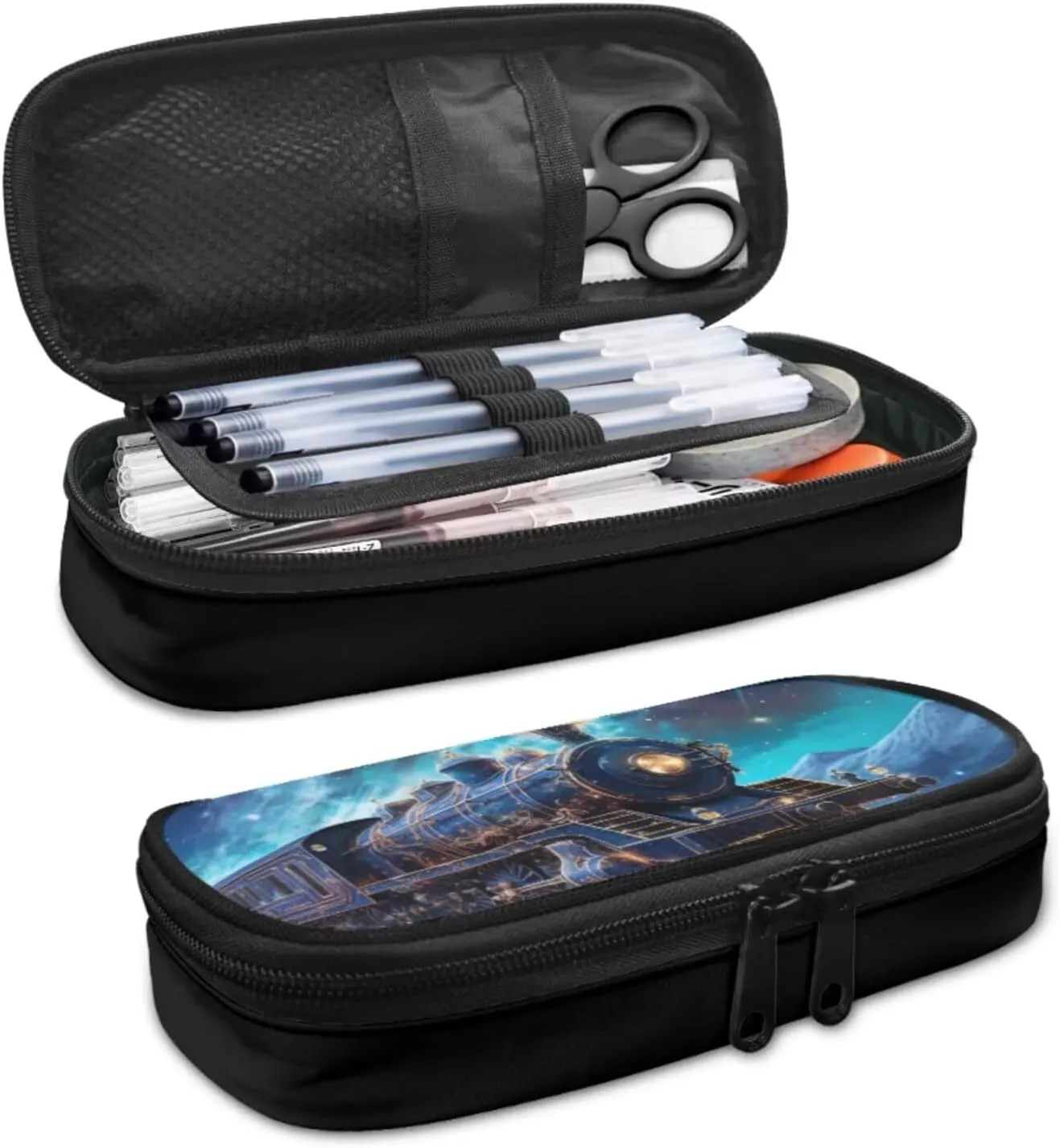 Train Bookbags for 5th Grade Girls Boys Backpack with Lunch Bag Pencil Case and Bookmark Cool School Bag for Elementary School or Kindergarten Students Back to School or Travel