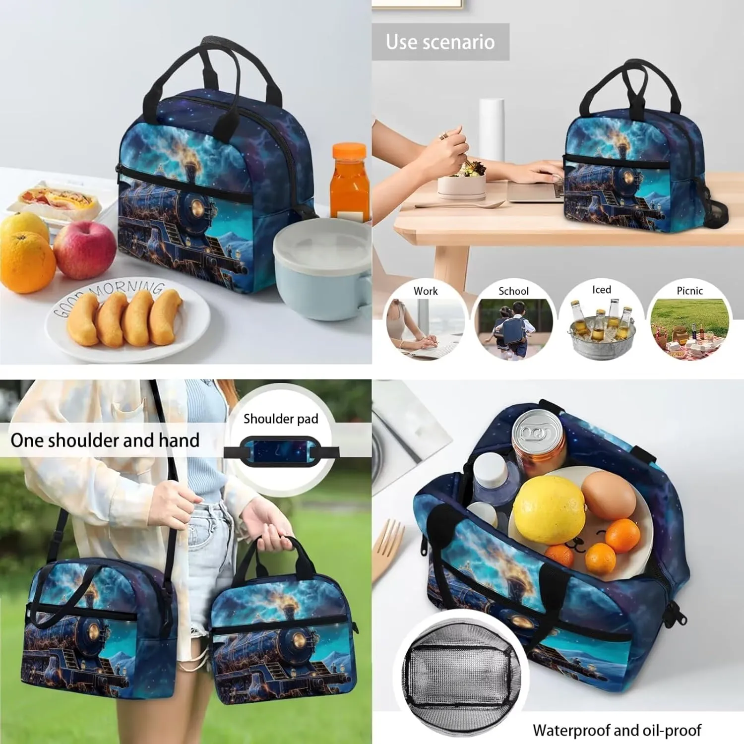 Train Bookbags for 5th Grade Girls Boys Backpack with Lunch Bag Pencil Case and Bookmark Cool School Bag for Elementary School or Kindergarten Students Back to School or Travel