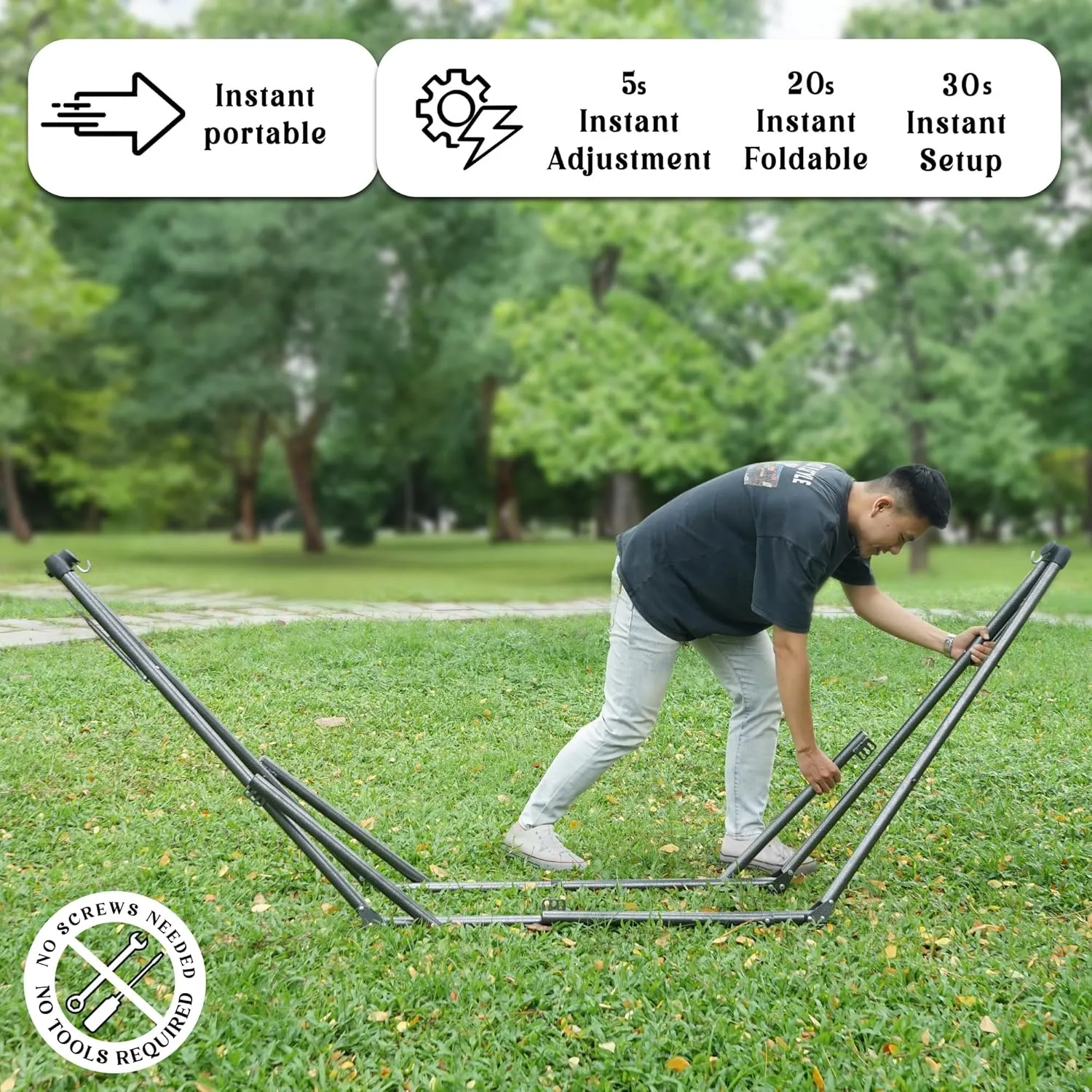 Tranquillo Uniki 550 lbs Capacity Hammock 3-Year Warranty Hammock Stand, Revolutionary 30s Folding Camping Hammock With Stand, Portable Hammock for Indoor Outdoor, Instant Setup No Screws Needed, Camo