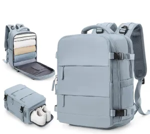 Travel Backpack Carry on Flight Approved Carry on Backpack for Airplanes Personal Item Travel Bag 18x14x8 Inches Traveling Backpack for Men Women Airback Backpack for Travel Mochila de Viaje Grey Blue