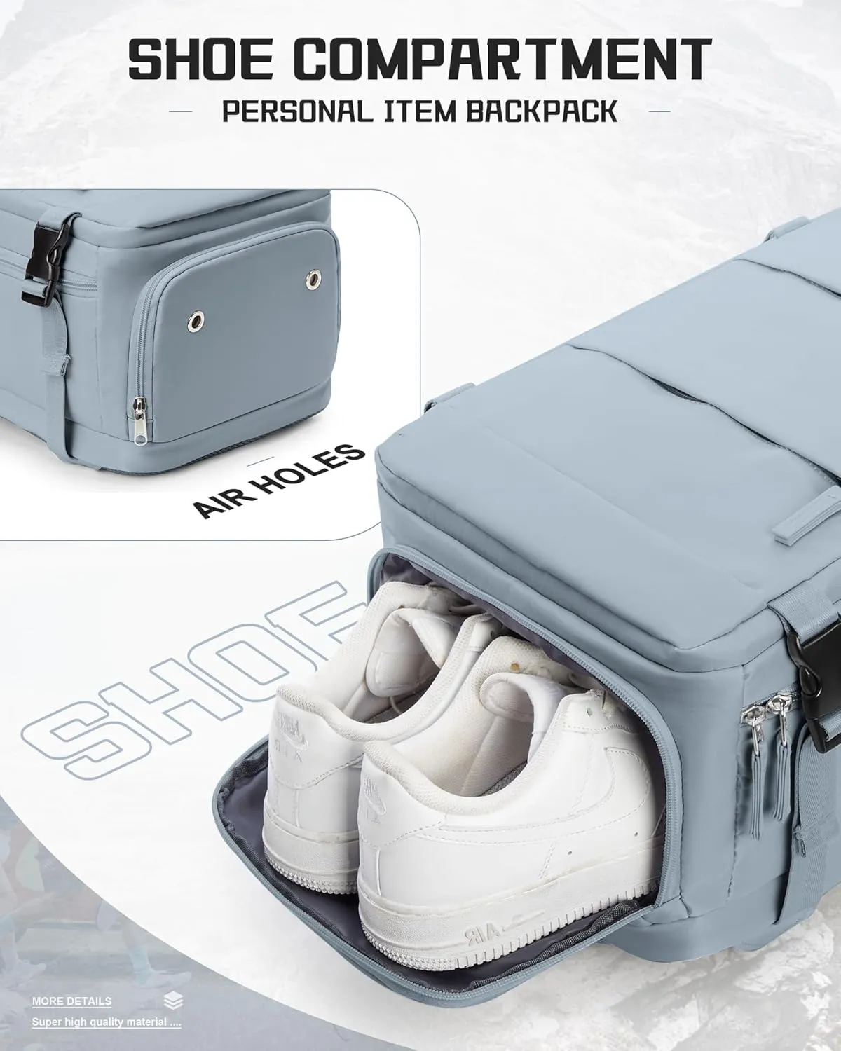 Travel Backpack Carry on Flight Approved Carry on Backpack for Airplanes Personal Item Travel Bag 18x14x8 Inches Traveling Backpack for Men Women Airback Backpack for Travel Mochila de Viaje Grey Blue