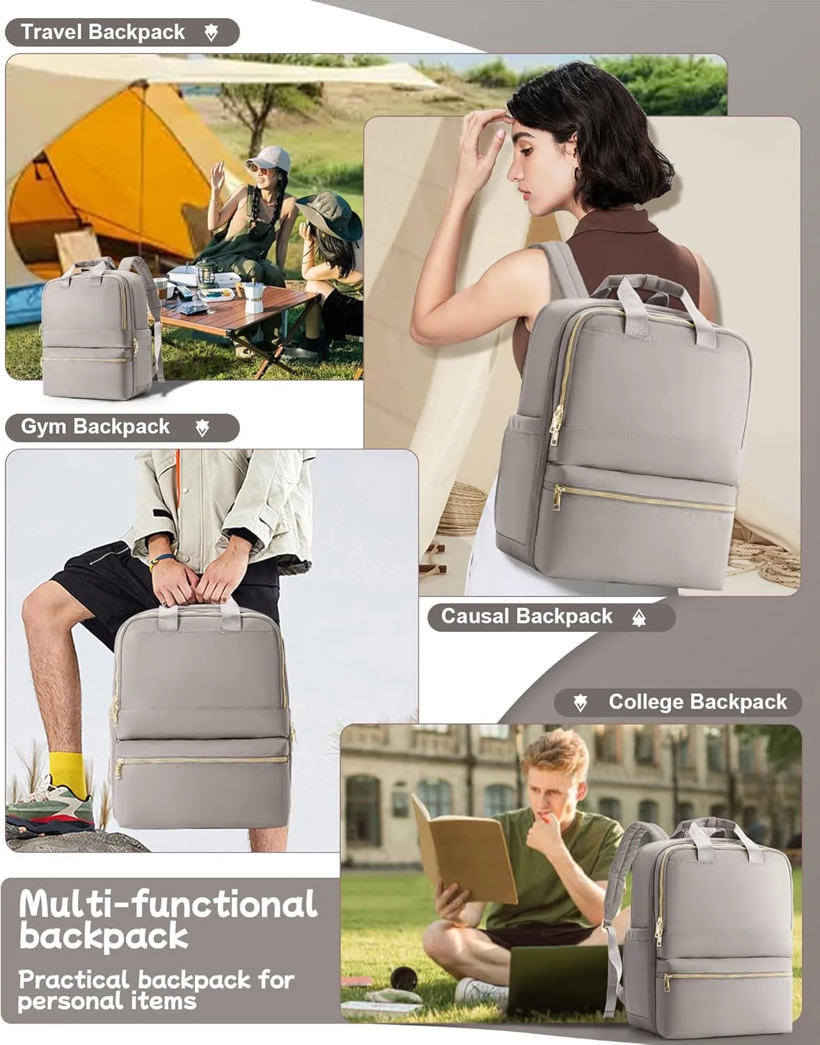Travel Backpack Carry On Flight Approved Large Travel Backpack For Women Carry On Backpack Personal Item Travel Bag Laptop Teacher Backpack Work Backpack For Traveling On Airplane Khaki