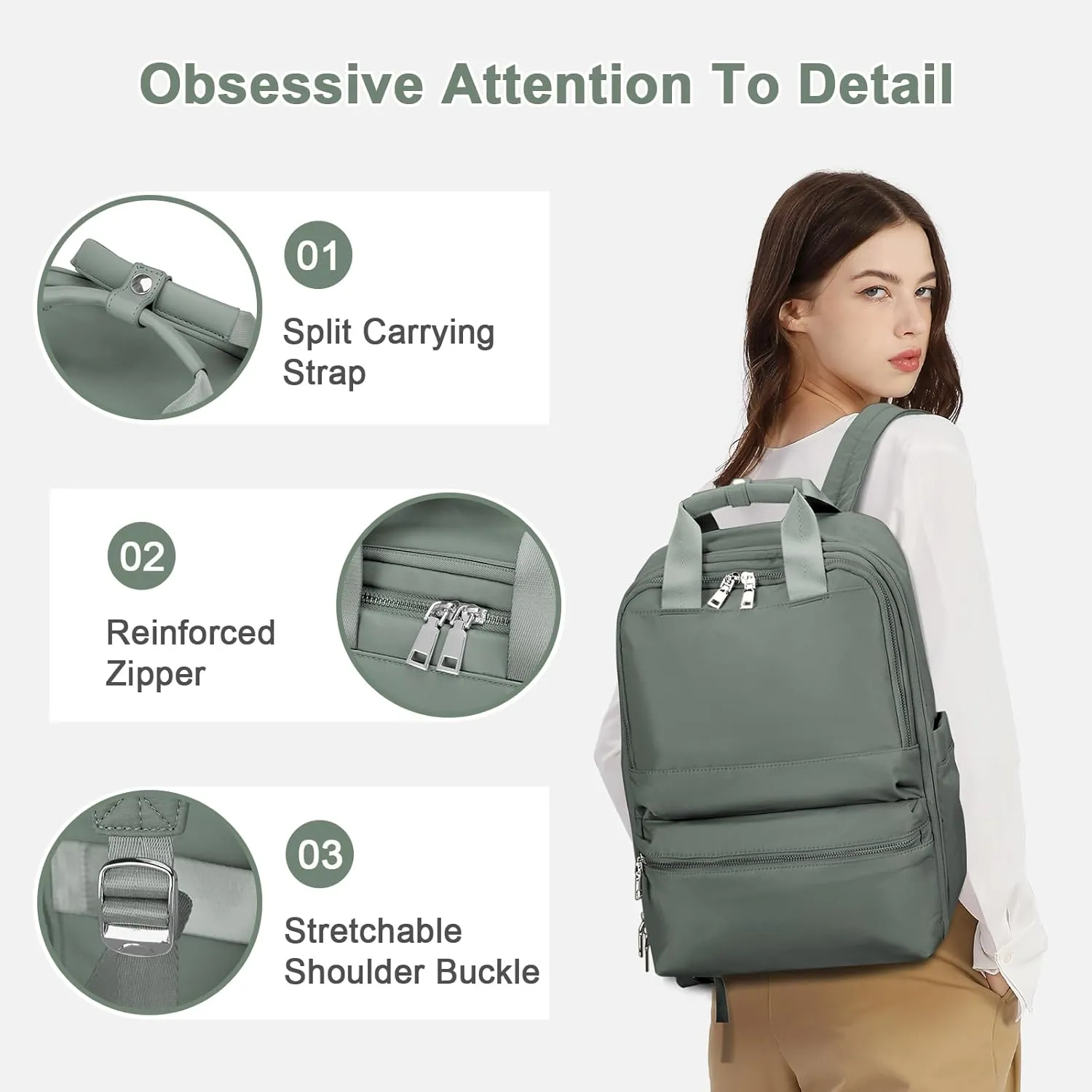 Travel Backpack Carry On Flight Approved Small Travel Backpack For Women Carry On Backpack Personal Item Travel Bag Laptop Teacher Backpack Work Backpack For Traveling On Airplane Army Green