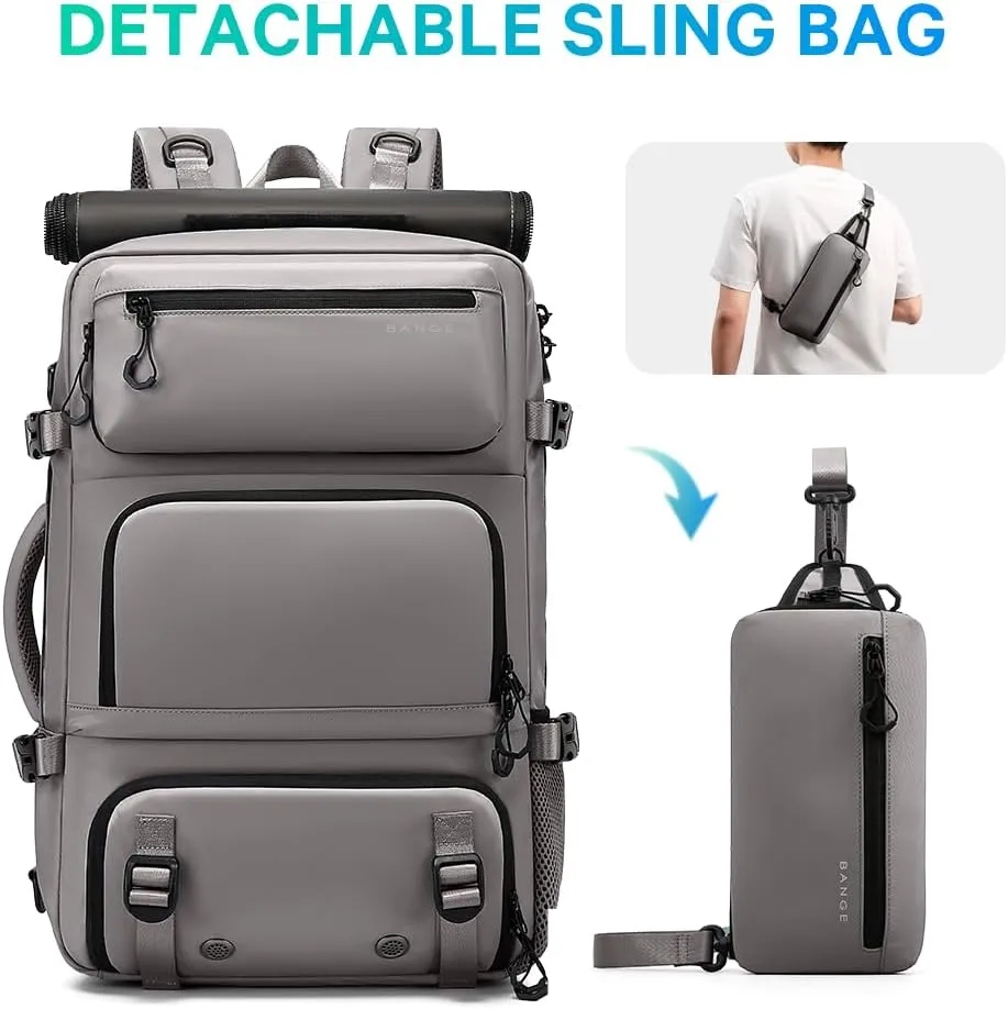 Travel backpack Carry-on Travel Backpack For Women Men Flight Approved Business Weekender Overnight Waterproof Daypack (Grey)