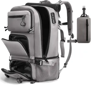 Travel backpack Carry-on Travel Backpack For Women Men Flight Approved Business Weekender Overnight Waterproof Daypack (Grey)