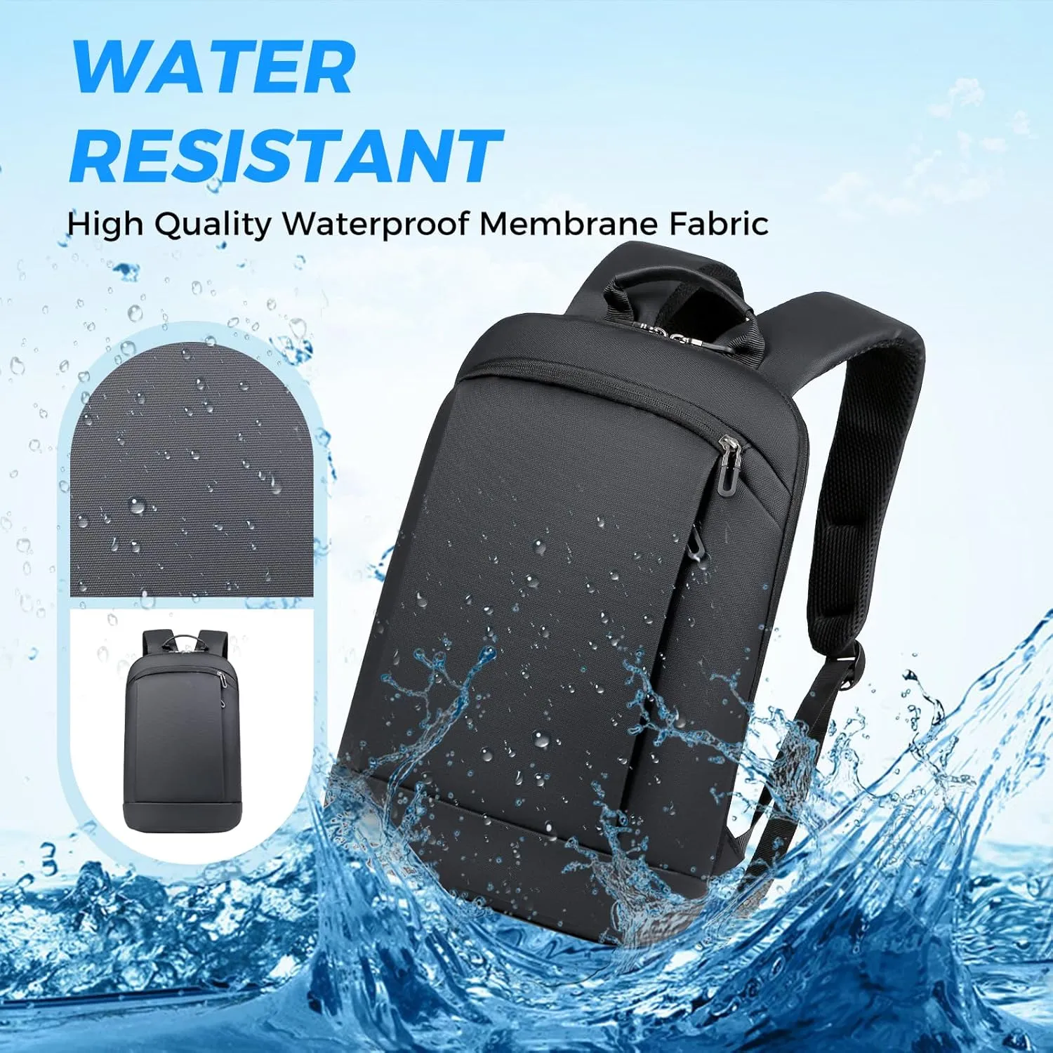 Travel Backpack for Men Women, Carry on Backpack, TSA 15.6 inch Laptop Backpack Flight Approved, Waterproof Personal Item Travel Bag, Business Work Weekender Bag Daypack Luggage - Black