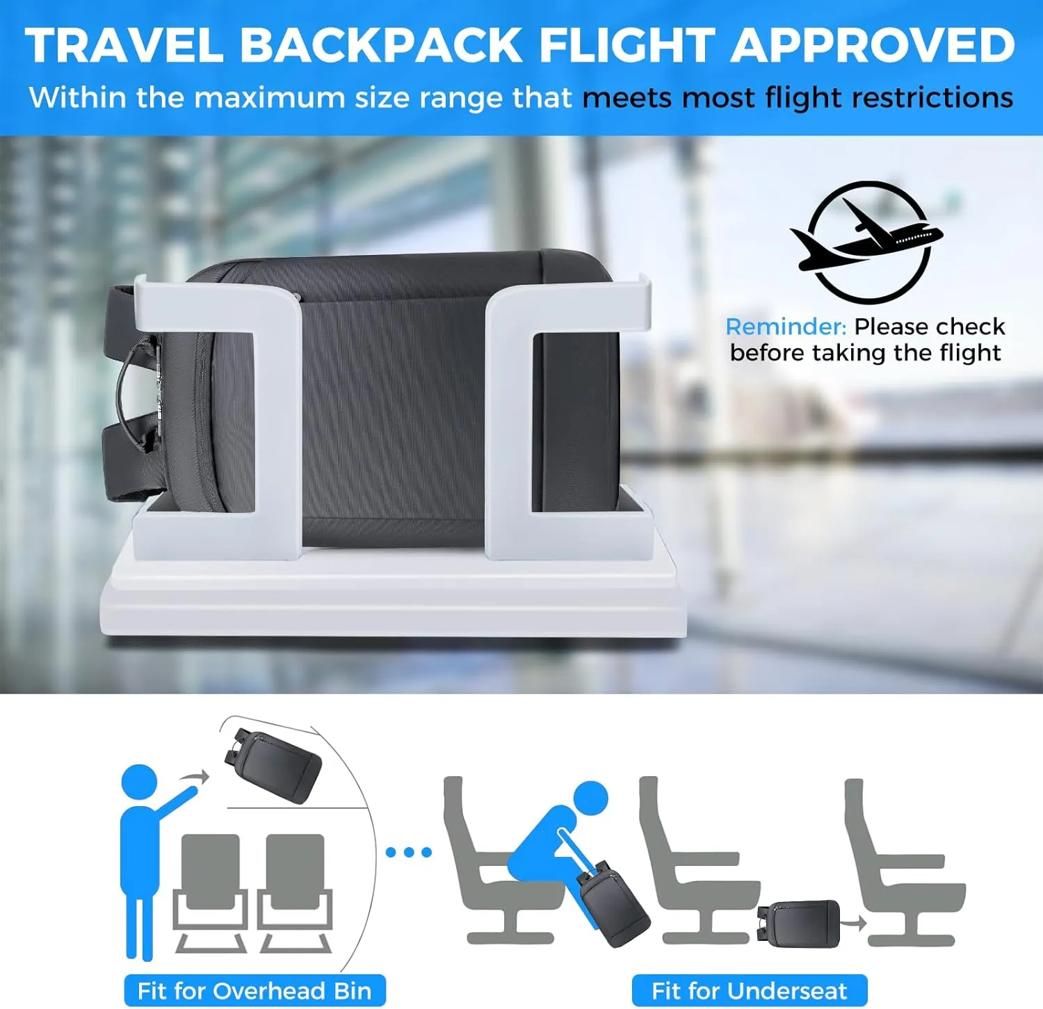 Travel Backpack for Men Women, Carry on Backpack, TSA 15.6 inch Laptop Backpack Flight Approved, Waterproof Personal Item Travel Bag, Business Work Weekender Bag Daypack Luggage - Black
