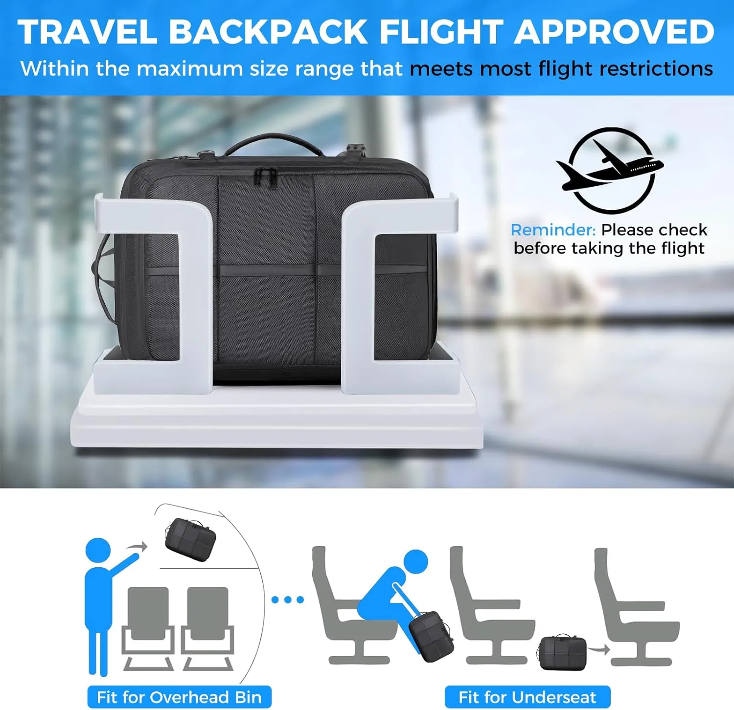 Travel Backpack for Men Women, Carry on Backpack, Waterproof Personal Item Travel Bag, 35L Business Work Weekender Bag Suitcase Luggage, TSA Laptop Backpack Flight Approved, Black(Expandable)