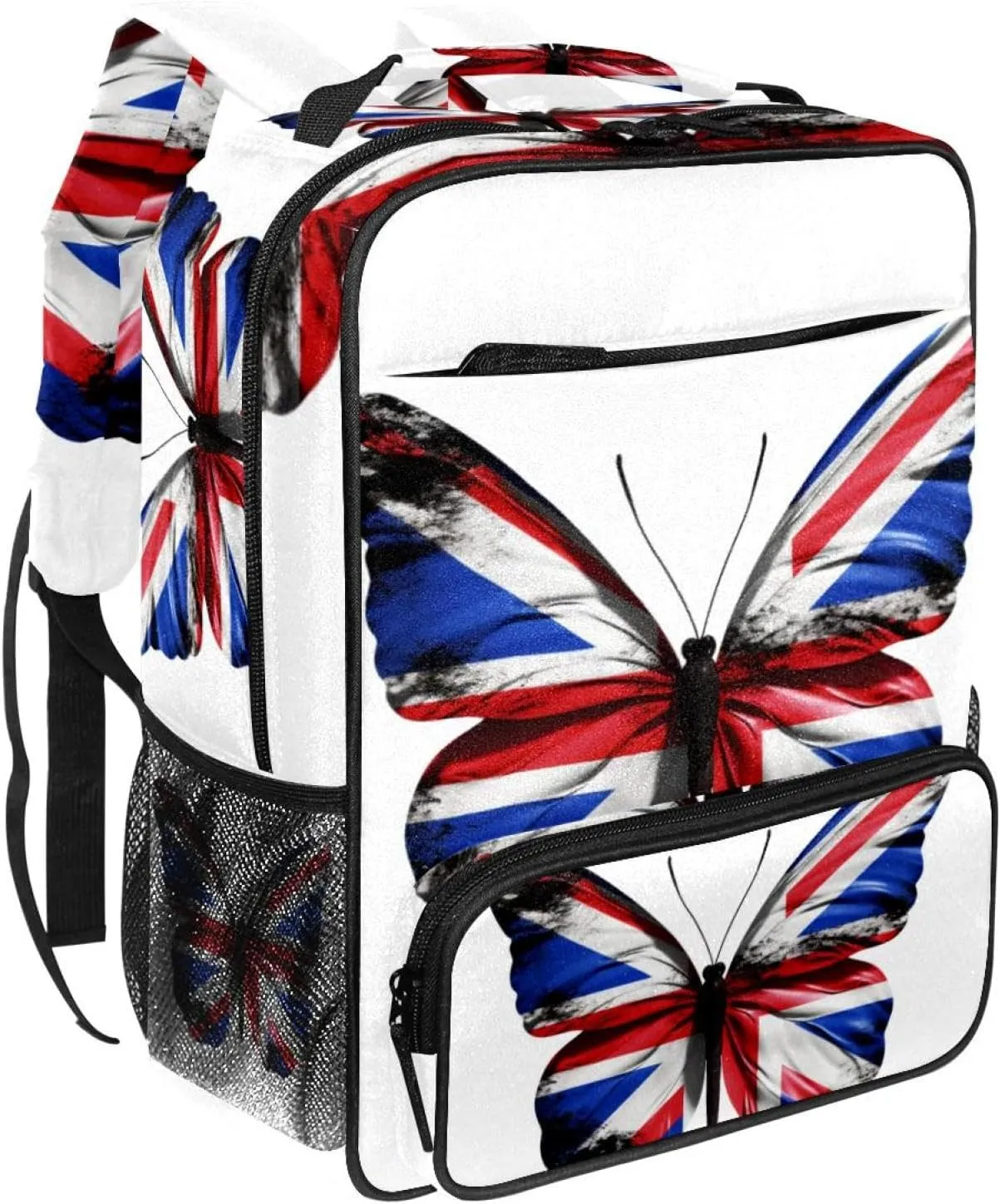 Travel Backpack for Men,Backpack for Women,British Flag Butterfly Flying,Backpack