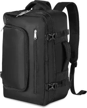 Travel Backpack for Women and Men, Carry On Backpack Flight Approved Underseat Personal Item Luggage, Lightweight Daypack Weekender Bag with 17 inch Laptop Compartment, Black