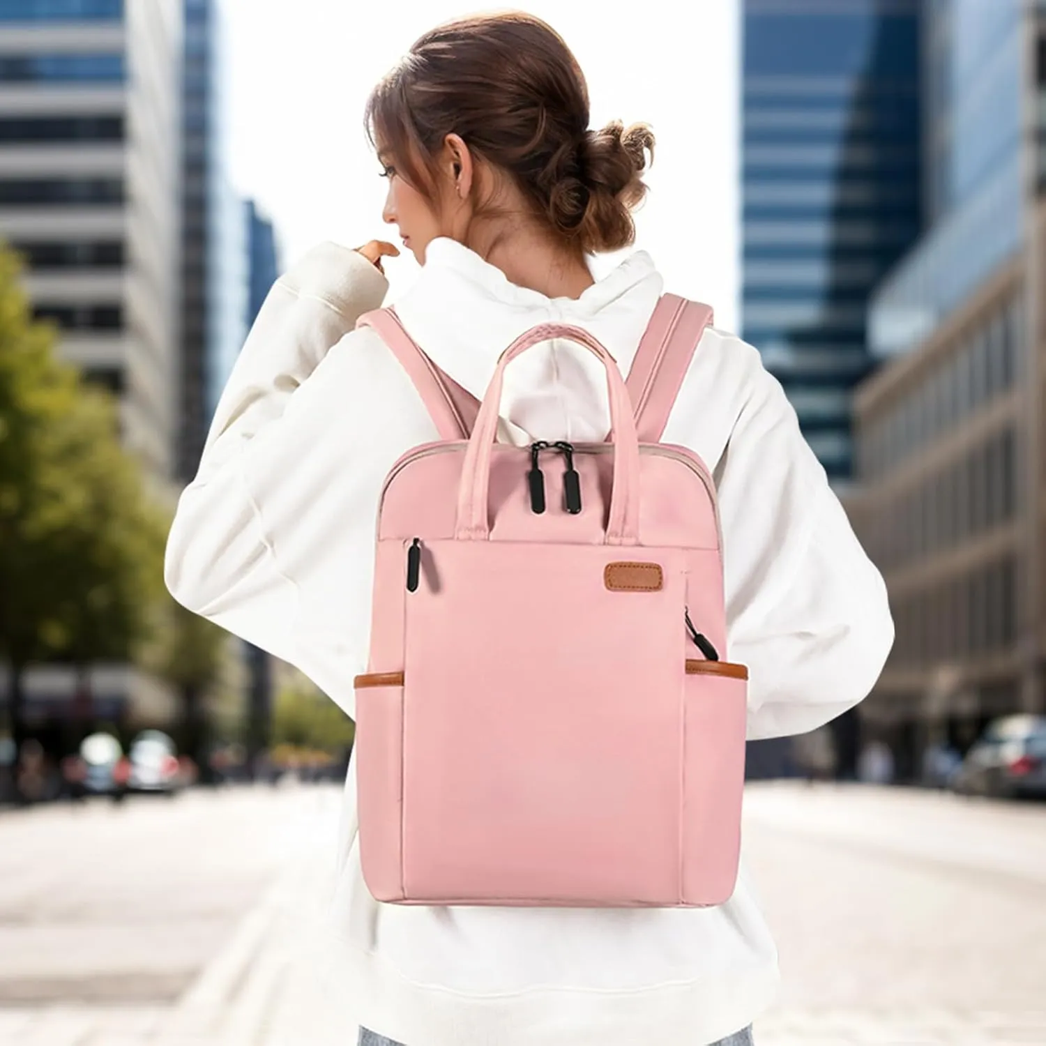 Travel Backpack for Women Laptop Backpack Large Capacity Resistant Casual Daypack for Work Business Weekender Hiking (Pink)