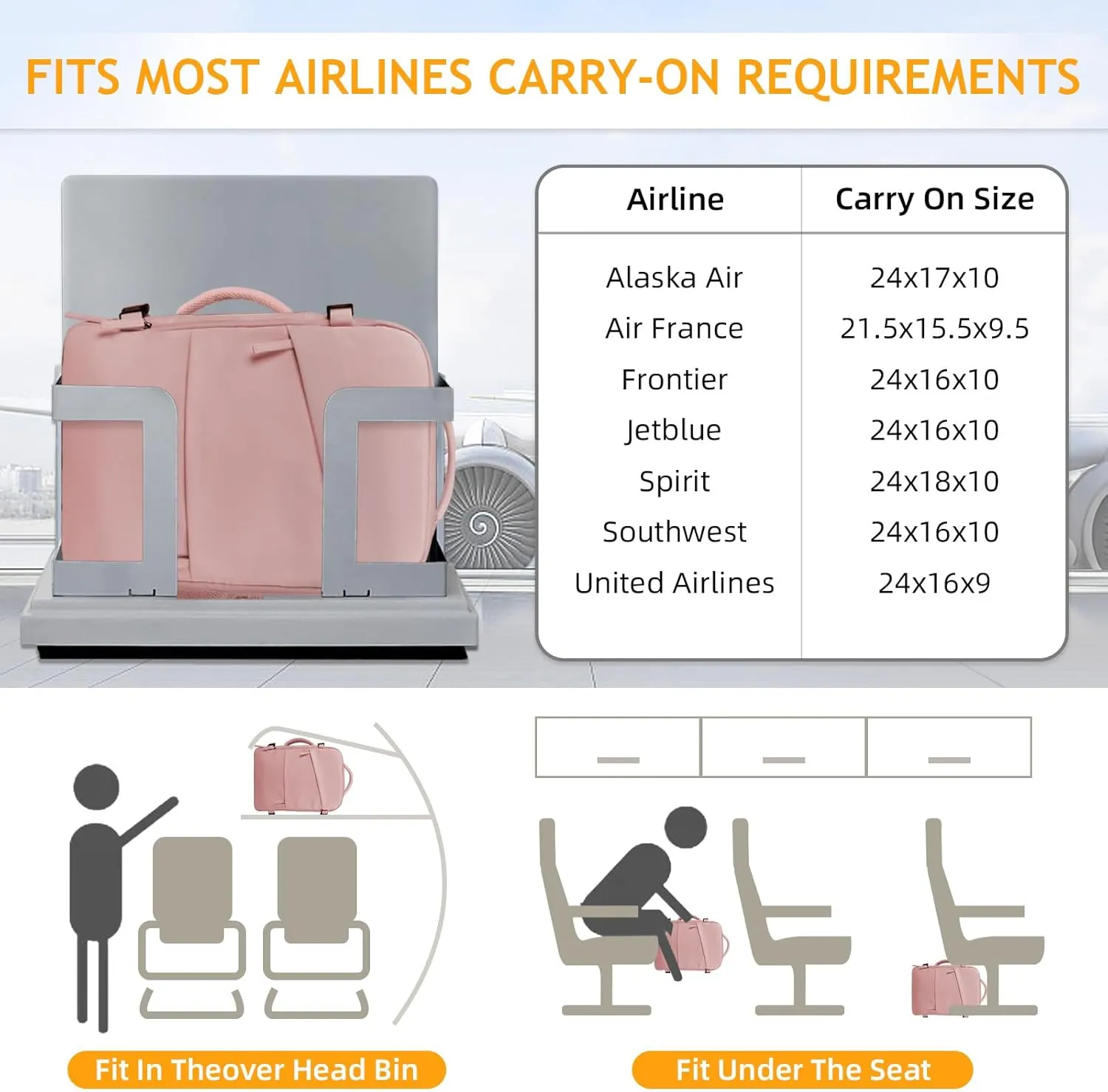 Travel Backpack for Women Men, Carry On Backpack Airlines Approved Personal Item Travel Computer Bag Waterproof Laptop Backpack Business Weekender Overnight Fits15.6Inch Laptop, Pink