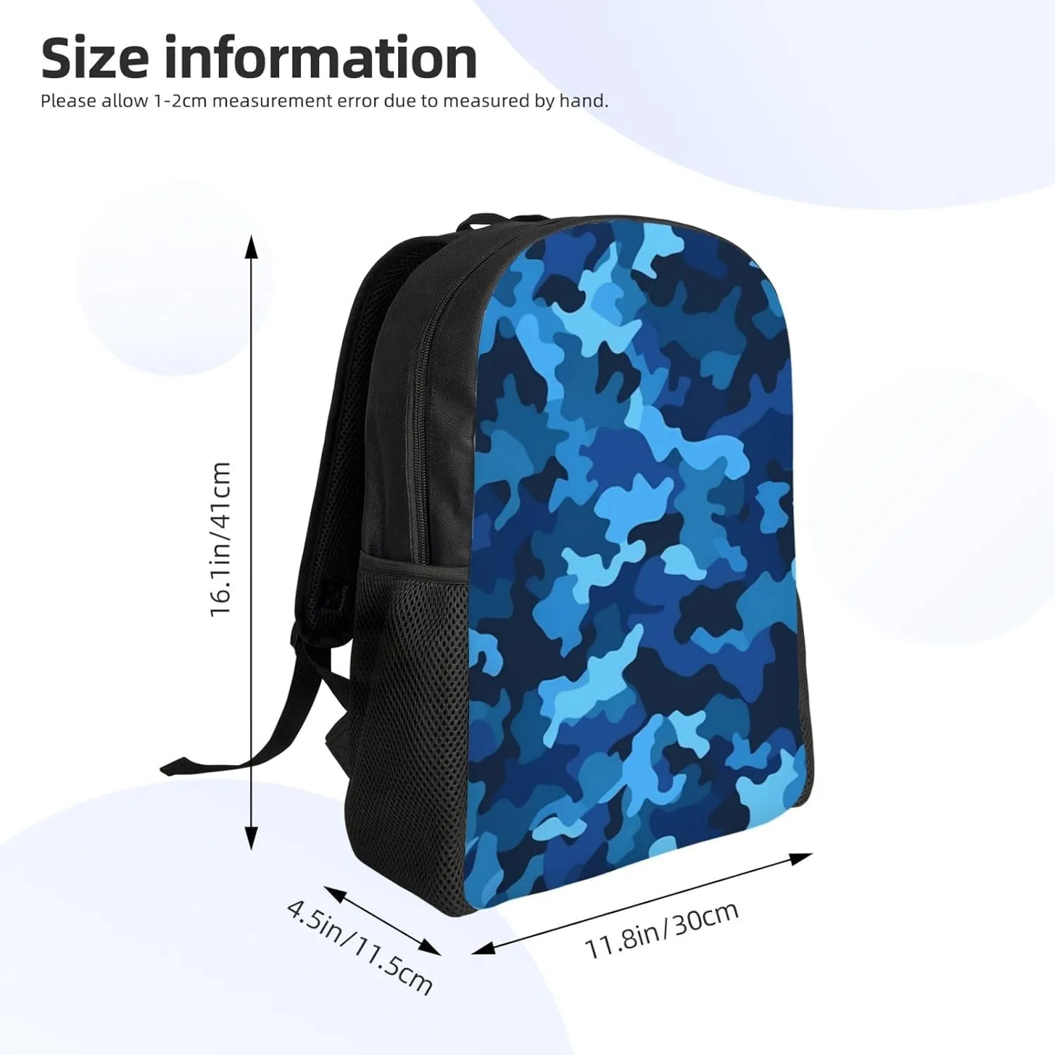 Travel Backpack for Women Men Lightweight 17 inch Laptop Bag Blue Camo Backpack Casual Daypack