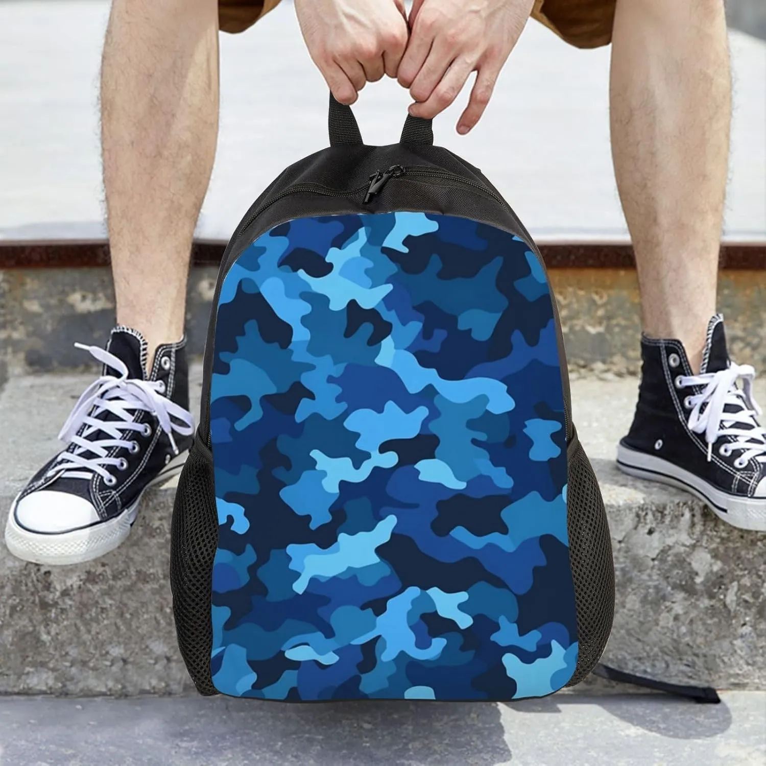 Travel Backpack for Women Men Lightweight 17 inch Laptop Bag Blue Camo Backpack Casual Daypack