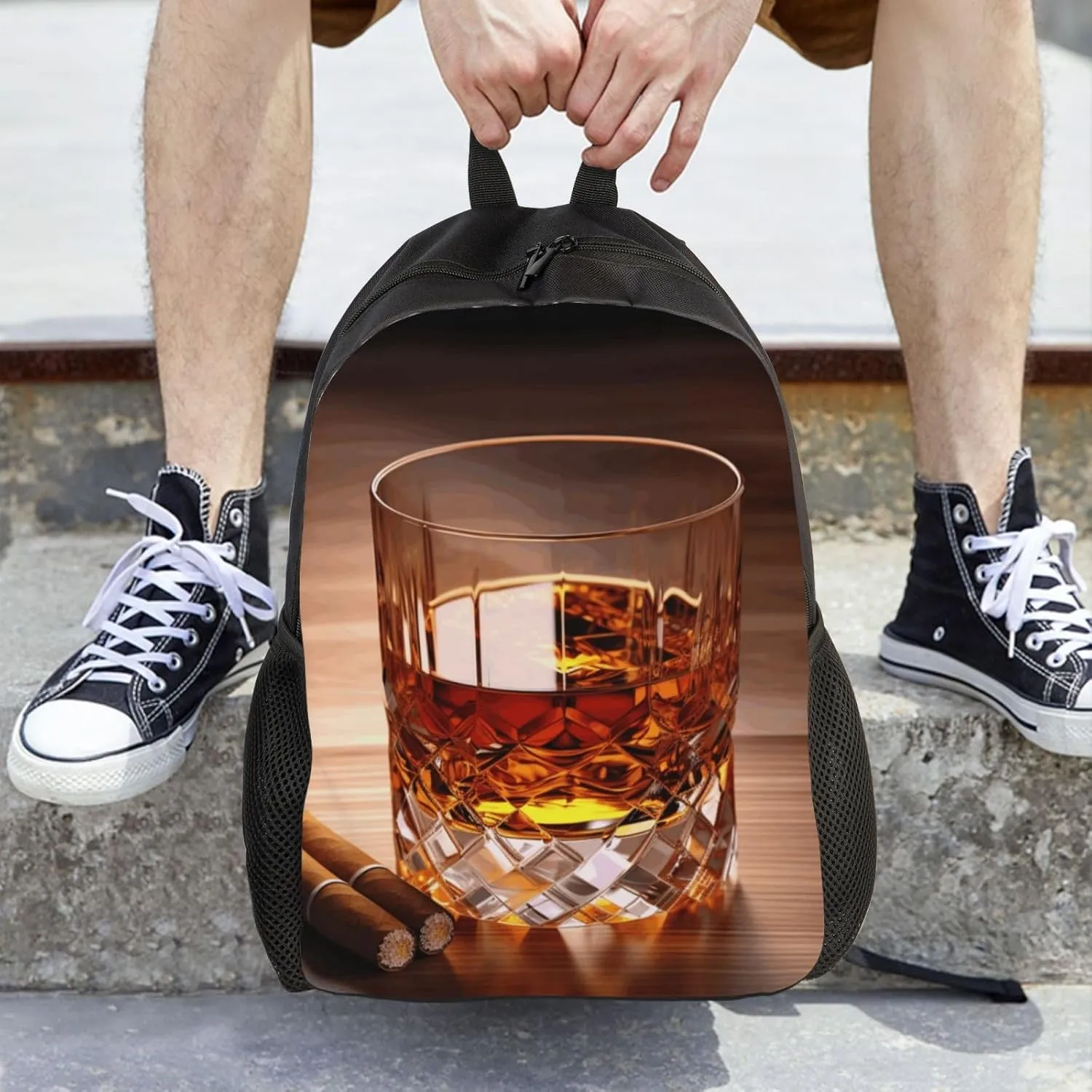Travel Backpack for Women Men Lightweight 17 inch Laptop Bag Brown Liquor in Cup Backpack Casual Daypack