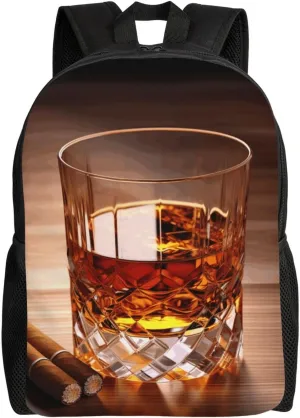 Travel Backpack for Women Men Lightweight 17 inch Laptop Bag Brown Liquor in Cup Backpack Casual Daypack