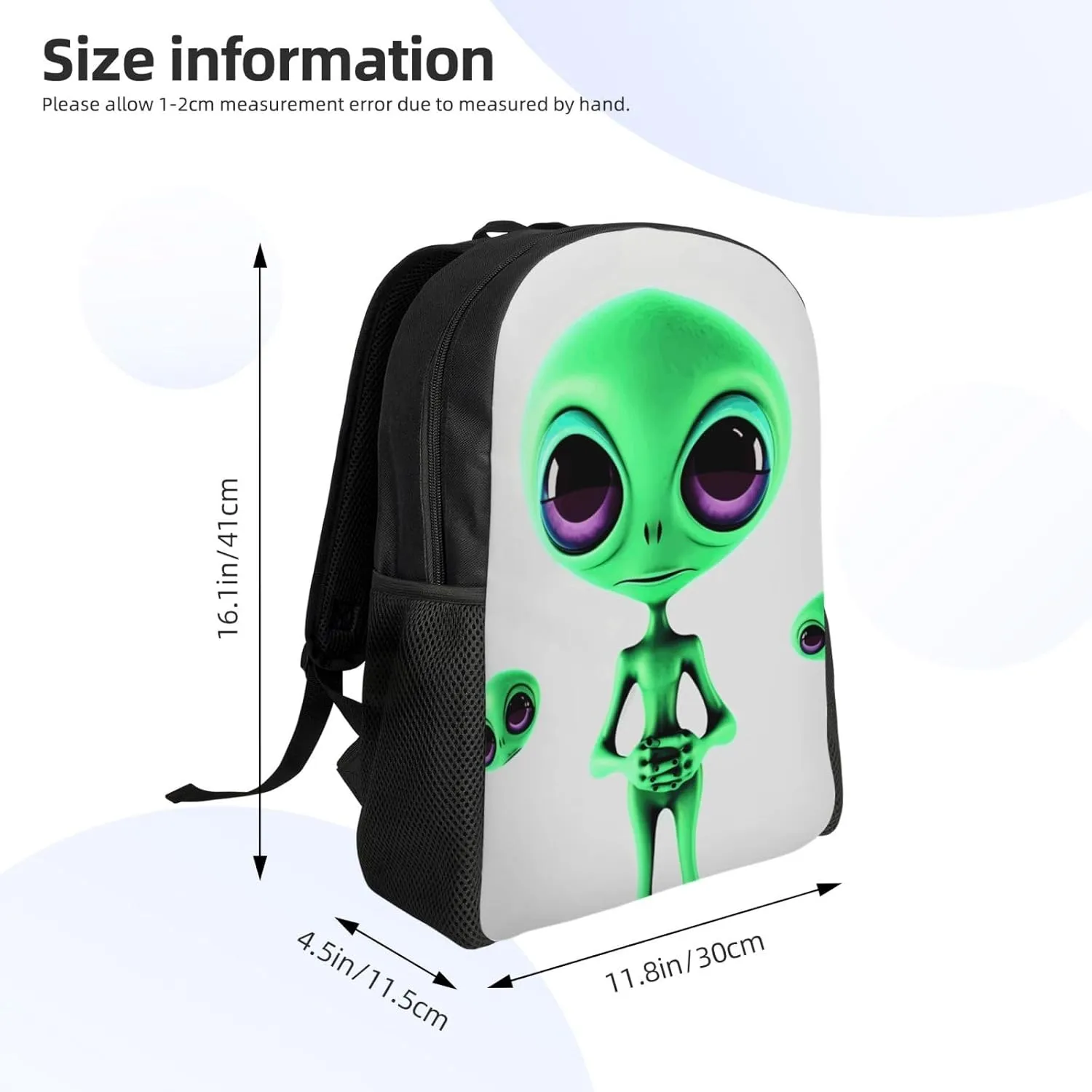 Travel Backpack for Women Men Lightweight 17 inch Laptop Bag Green alien Backpack Casual Daypack