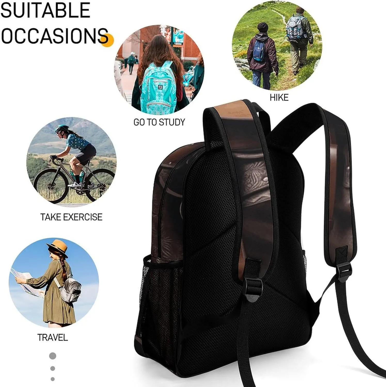 Travel Backpack for Women Men Lightweight 17 Inch Laptop Bag Horse Saddle with A Cowboy Hat Wild Backpack Casual Daypack
