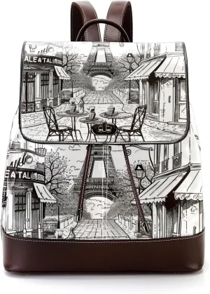 Travel Backpack,Work Backpack,Back Pack,Eiffel Tower Vintage Newspaper,Backpack