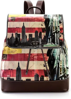 Travel Backpack,Work Backpack,Back Pack,Vintage American Flag Statue of Liberty,Backpack