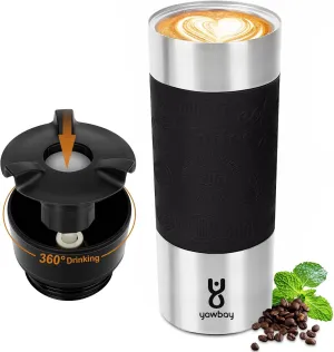 Travel Coffee Mug Spill Proof,17 Oz Travel Mug with 360°Drinking Lid,Double Wall Vacuum Insulated Coffee Travel Mug Stainless Steel Tumbler Thermal Coffee Thermos Mugs for Hot and Cold Drinks(Black)