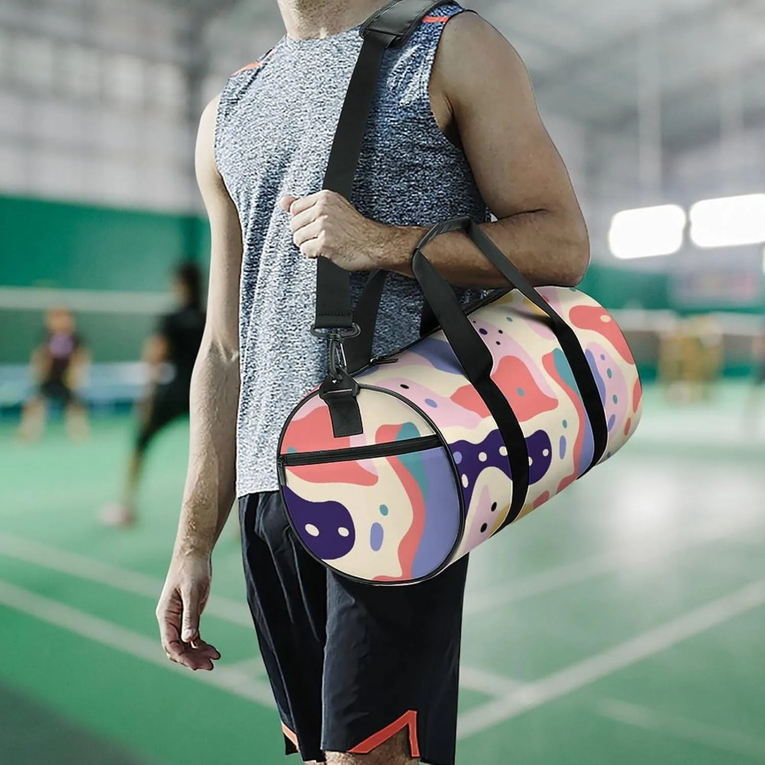 Travel Duffel Bag for Men And Women,Colorful Shape Pattern Waterproof Sports Fitness Bag Portable Travel Duffel Bag