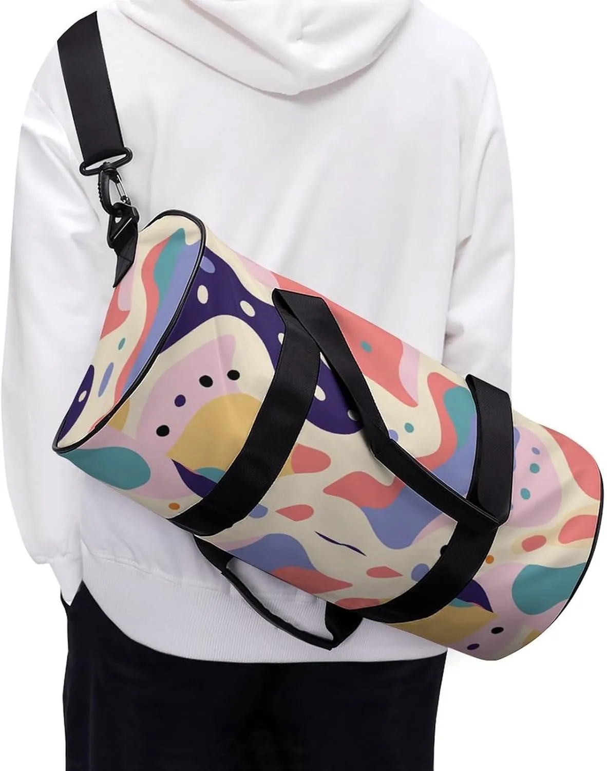 Travel Duffel Bag for Men And Women,Colorful Shape Pattern Waterproof Sports Fitness Bag Portable Travel Duffel Bag
