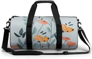 Travel Duffel Bag for Men And Women,Doodle Flowers And Leaves Waterproof Sports Fitness Bag Portable Travel Duffel Bag