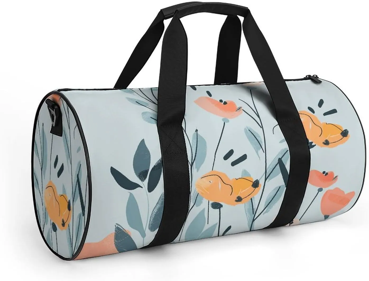 Travel Duffel Bag for Men And Women,Doodle Flowers And Leaves Waterproof Sports Fitness Bag Portable Travel Duffel Bag